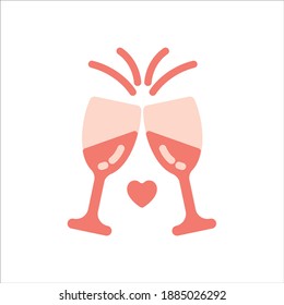 Beautiful Pink Wine Glass, flat icon
