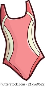 Beautiful pink women's swimsuit  cartoon illustration