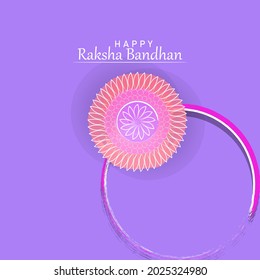 Beautiful pink and Yellow Decorative Rakhi on light purple background. Happy Raksha Bandhan celebration greeting card design