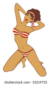 Beautiful pin-up girl in retro style. Vector illustration