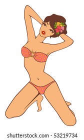 Beautiful pin-up girl in retro style. Vector illustration