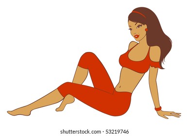 Beautiful pin-up girl in retro style. Vector illustration