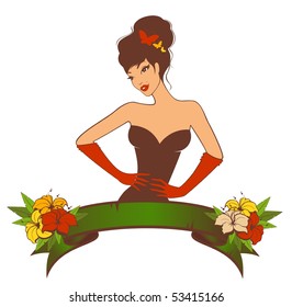 Beautiful pin-up girl in retro style. Vector illustration