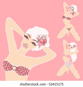 Beautiful pin-up girl in retro style. Vector illustration