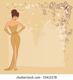 Beautiful pin-up girl in retro style. Vector illustration