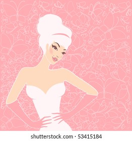 Beautiful pin-up girl in retro style. Vector illustration