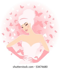 Beautiful pin-up girl in retro style. Vector illustration