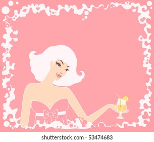 Beautiful pin-up girl in retro style. Vector illustration