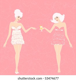 Beautiful pin-up girls in retro style. Vector illustration