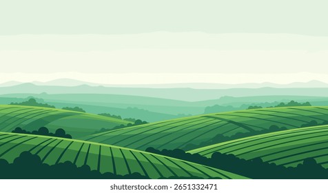 Beautiful pixel art rolling green hills under a soft sky