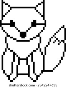 beautiful  pixel black and white fox