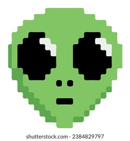 beautiful pixel cartoon alien. Vector flat.