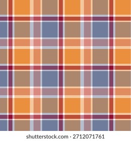 Bonito xadrez verificar design de padrão sem emenda com combinação de cores vermelho, laranja, azul e branco