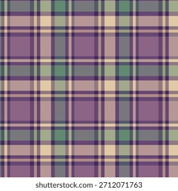 Beautiful plaid check seamless pattern design with pale green, violate and brown color