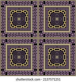 Hermoso patrón de lona tartán sin costura. Repetir el fondo tribal abstracto. Elegantes adornos de colores de estilo étnico.  Diseño geométrico moderno con cadenas, cremalleras, rayas, marcos, bordes, cuadrados.