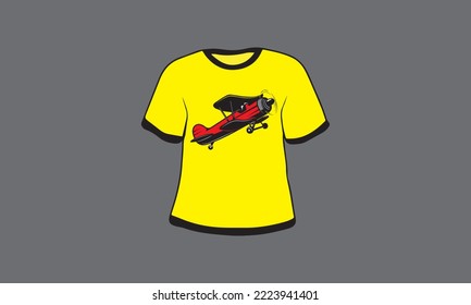 ein schöner flacher Vektor auf einem T-Shirt mit gelbem Hintergrund