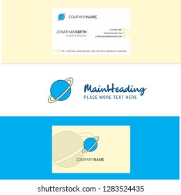 Beautiful Planet Logo and business card. vertical Design Vector