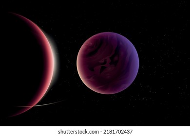 beautiful planets at sunset in deep space