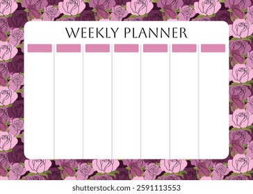 Beautiful planner design featuring hand-drawn roses and soft colors. Perfect for personal organization, journaling, scrapbooking, and digital planners. Aesthetic and timeless floral illustration.