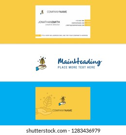 Beautiful Plant Logo and business card. vertical Design Vector