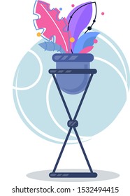 Beautiful plant in a pot. Creative illustration with abstract flower. Vector icon for web.