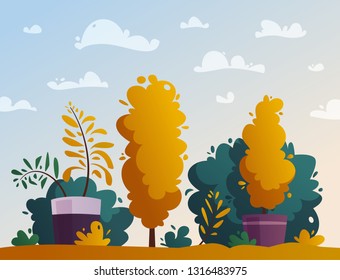 Beautiful plants. Cartoon vector illustration. Urban decoration. Exterior concept