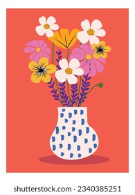 Beautiful plants and flowers, floral hand drawn vector illustration. Home decoration, wall art, cards, poster, cover and prints art design.