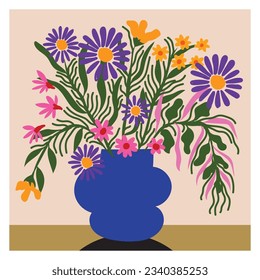 Hermosas plantas y flores, ilustraciones vectoriales de mano floral. Decoración del hogar, arte en la pared, tarjetas, afiches, portada e impresiones de arte.