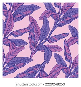 Beautiful plants and flowers illustration in colorful line art style, floral illustration, pattern, fabric printing