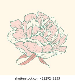 Beautiful plants and flowers illustration in colorful line art style, floral illustration, pattern, fabric printing