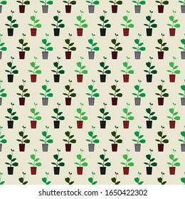 beautiful plants in housing succulent. hand made cartoonish pattern for textile, wallpaper, textile etc.