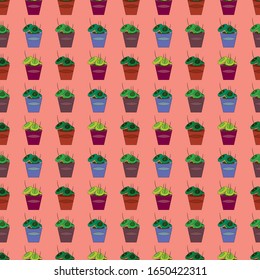 beautiful plants in housing succulent. hand made cartoonish pattern for textile, wallpaper, textile etc.