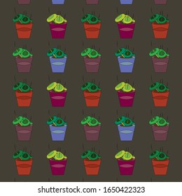 beautiful plants in housing succulent. hand made cartoonish pattern for textile, wallpaper, textile etc.