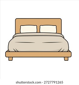 Uma bela cama de plataforma com fundo branco