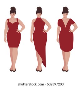 beautiful plus size woman in a red dress set