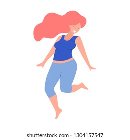Beautiful plus size woman vector flat illustration.