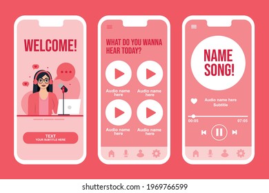 
Beautiful podcast application interface design. File format EPS 10. Free vector. 