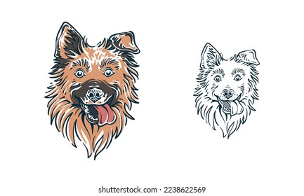 Beautiful police guard german shepherd dog portrait cheers face illustration pet doggy breed animal vector 