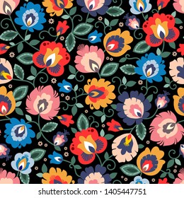 Beautiful Polish traditional floral folk pattern vector