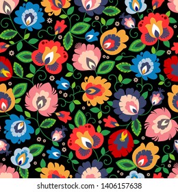 Beautiful Polish traditional floral folk pattern vector