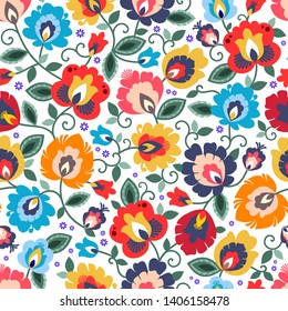 Beautiful Polish traditional floral folk pattern vector