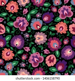 Beautiful Polish traditional floral folk pattern vector