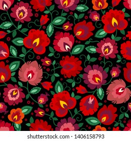 Beautiful Polish traditional floral folk pattern vector