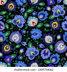 Beautiful Polish traditional floral folk pattern vector