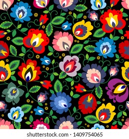 Beautiful Polish traditional floral folk pattern vector