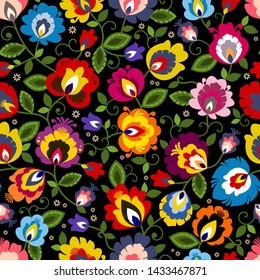 Beautiful Polish traditional floral folk pattern vector