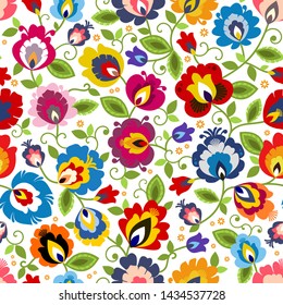 Beautiful Polish traditional floral folk pattern vector