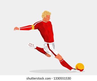  beautiful polygon football player illustration  vector for background.