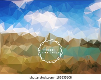 Beautiful polygon landscape-Mountain and lake 