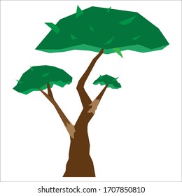 beautiful polygon tree for video games